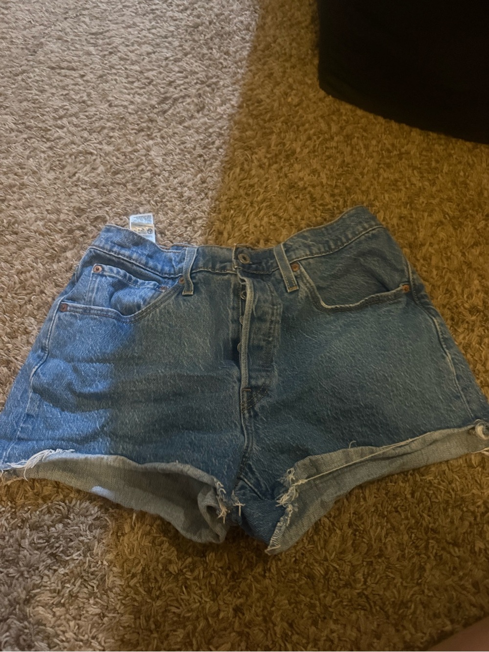 Levi's High-Waist Rolled Hem Denim Shorts - Blue